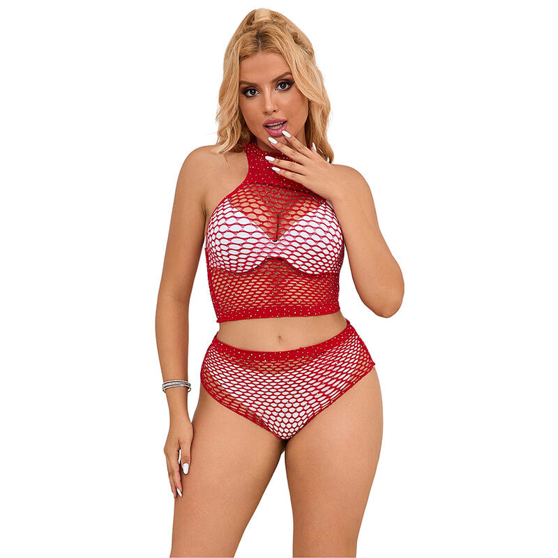 SUBBLIME - 952402 FISHNET SET WITH PINK DIAMONDS ONE SIZE - Amore24