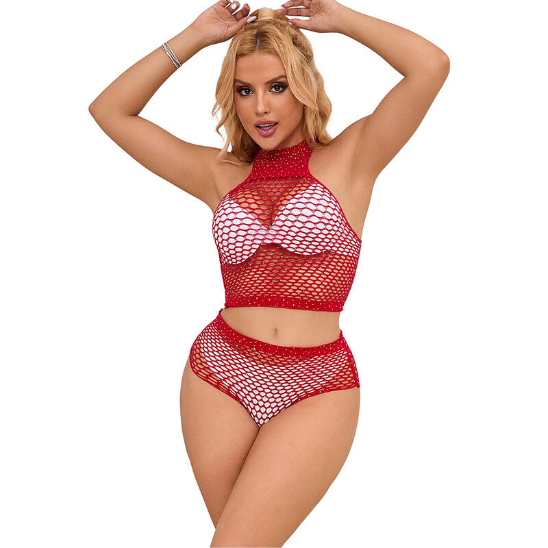 SUBBLIME - 952402 FISHNET SET WITH PINK DIAMONDS ONE SIZE - Amore24