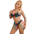 SUBBLIME - 952440 2-PIECE FISHNET SET LONG SLEEVE RAINBOW ONE SIZE - Amore24
