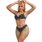 SUBBLIME - 952440 2-PIECE FISHNET SET LONG SLEEVE RAINBOW ONE SIZE - Amore24
