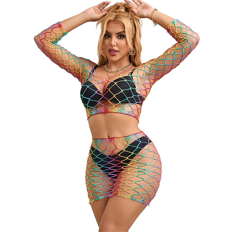 SUBBLIME - 952440 2-PIECE FISHNET SET LONG SLEEVE RAINBOW ONE SIZE - Amore24