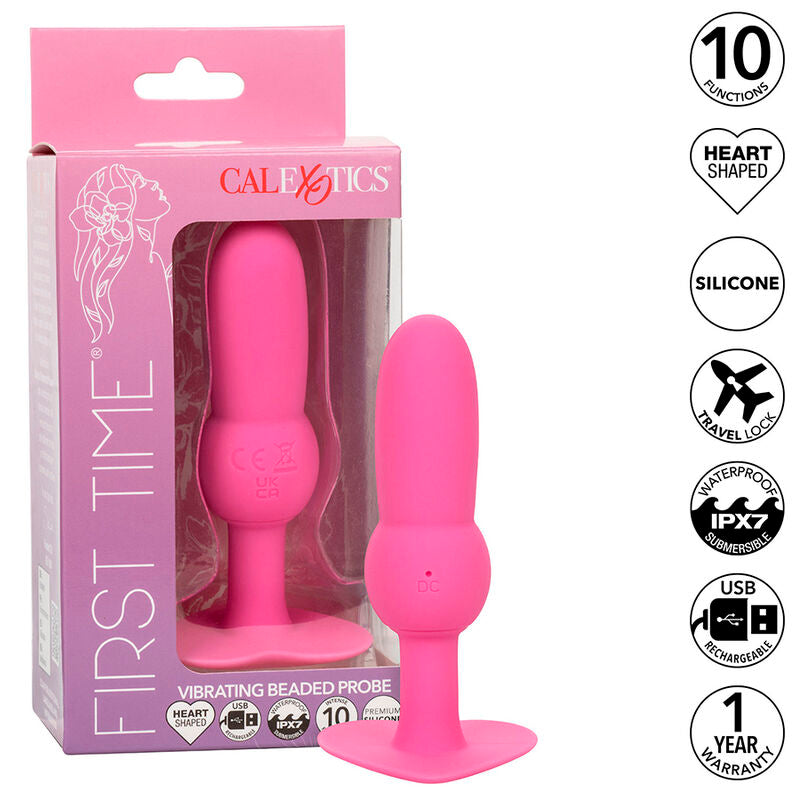 CALEXOTICS - FIRST TIME ANAL PLUG BEADED PROBE 10 VIBRATIONS PINK - Amore24