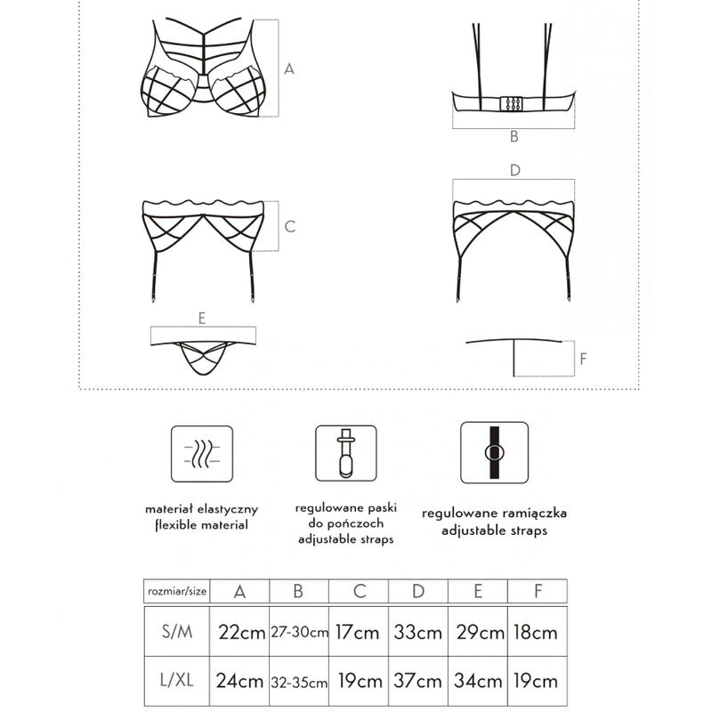 LIVCO CORSETTI FASHION - SOLEDAD LC 20217 BRA + PANTY + GARTER BELT L/XL - Amore24