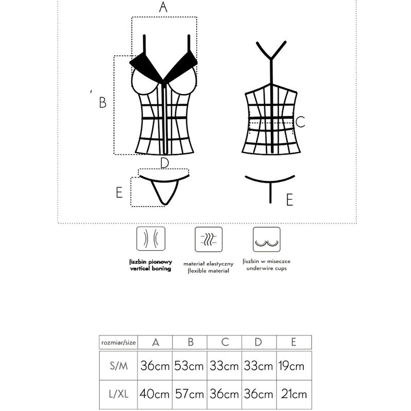 LIVCO CORSETTI FASHION - LAURA LC 20215 CORSET + THONG L/XL - Amore24