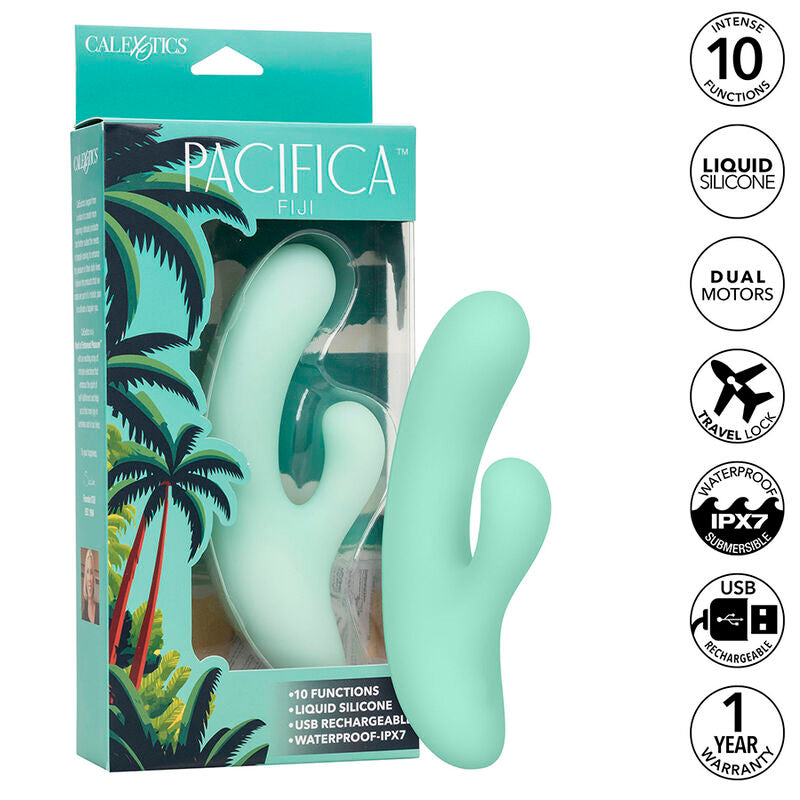 CALEXOTICS - PACIFICA FIJI VIBRATOR & ESTIMULATOR G SPOT 10 VIBRATIONS AQUA - Amore24