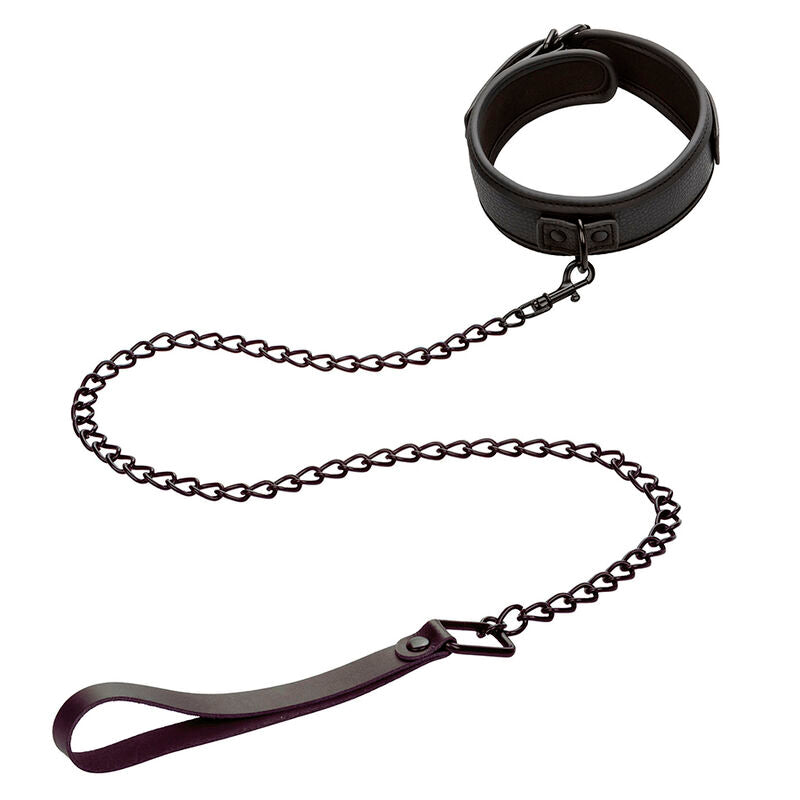 CALEXOTICS - NOCTURNAL COLLAR & LEASH LEATHER ADJUSTABLE BLACK - Amore24
