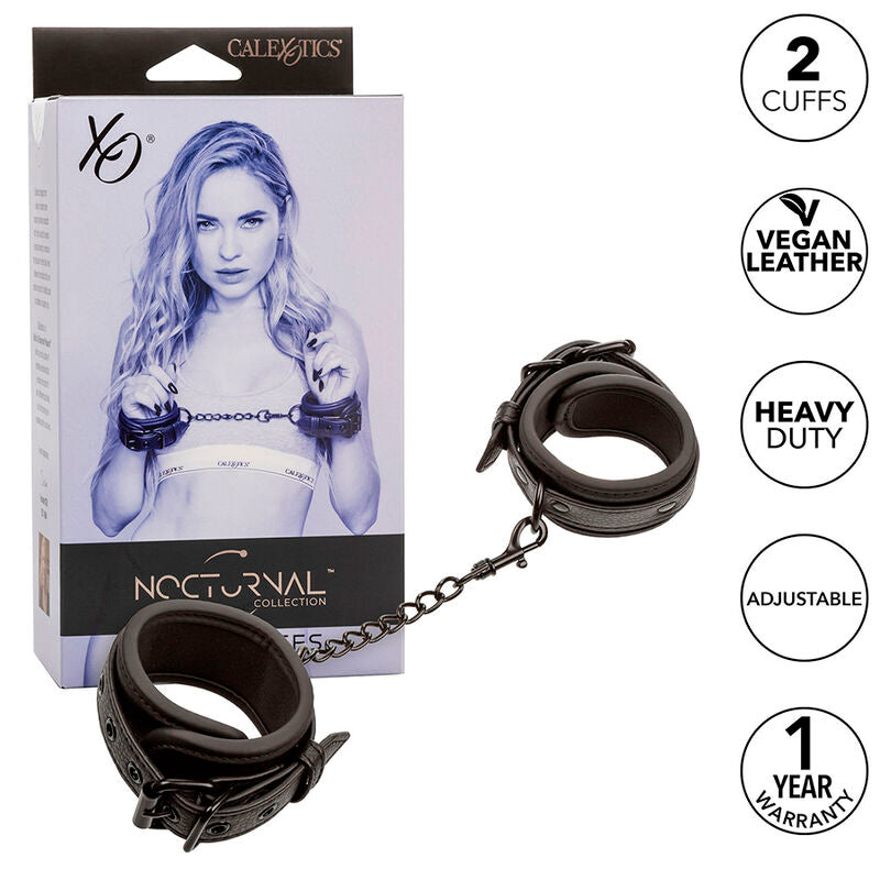 CALEXOTICS - NOCTURNAL LEATHER WRIST CUFFS ADJUSTABLE BLACK - Amore24