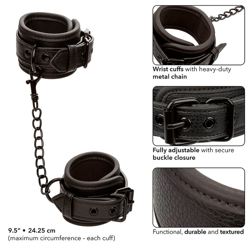 CALEXOTICS - NOCTURNAL LEATHER WRIST CUFFS ADJUSTABLE BLACK - Amore24