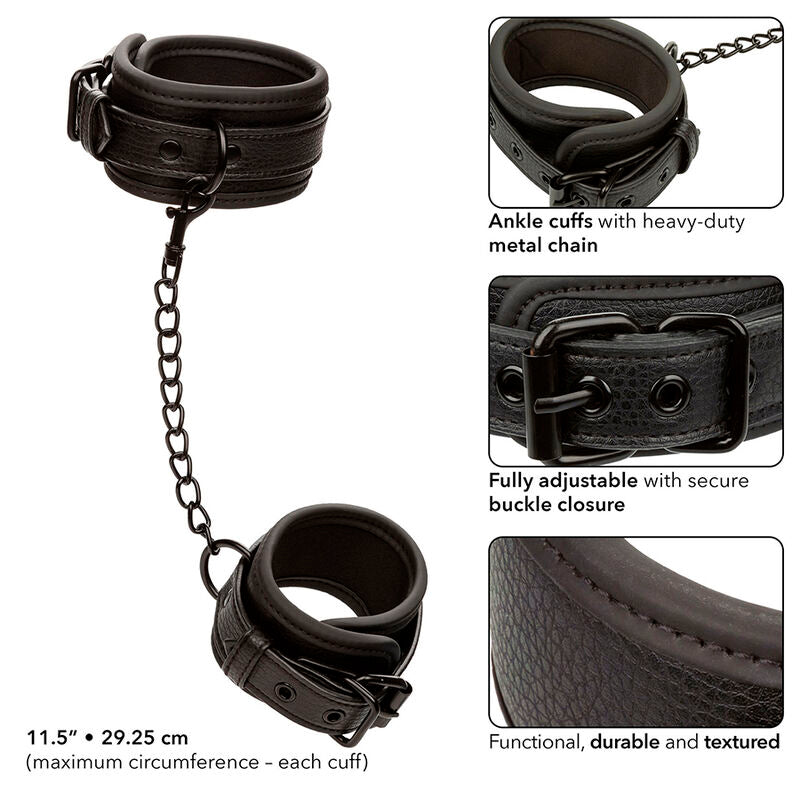 CALEXOTICS - NOCTURNAL ANKLE CUFFS LEATHER ADJUSTABLE BLACK - Amore24