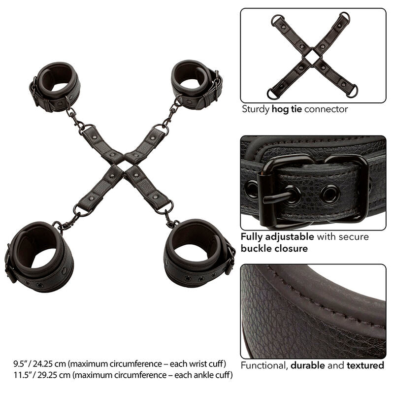 CALEXOTICS - NOCTURNAL HOG TIE CONNECTOR CUERO AJUSTABLE BLACK - Amore24