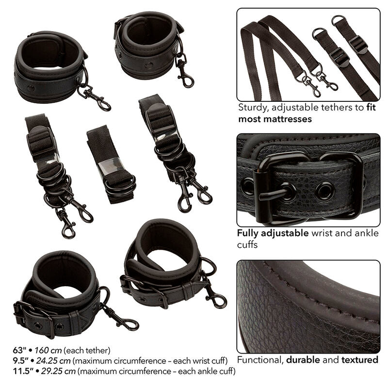 CALEXOTICS - NOCTURNAL BED RESTRAINTS LEATHER ADJUSTABLE BLACK - Amore24