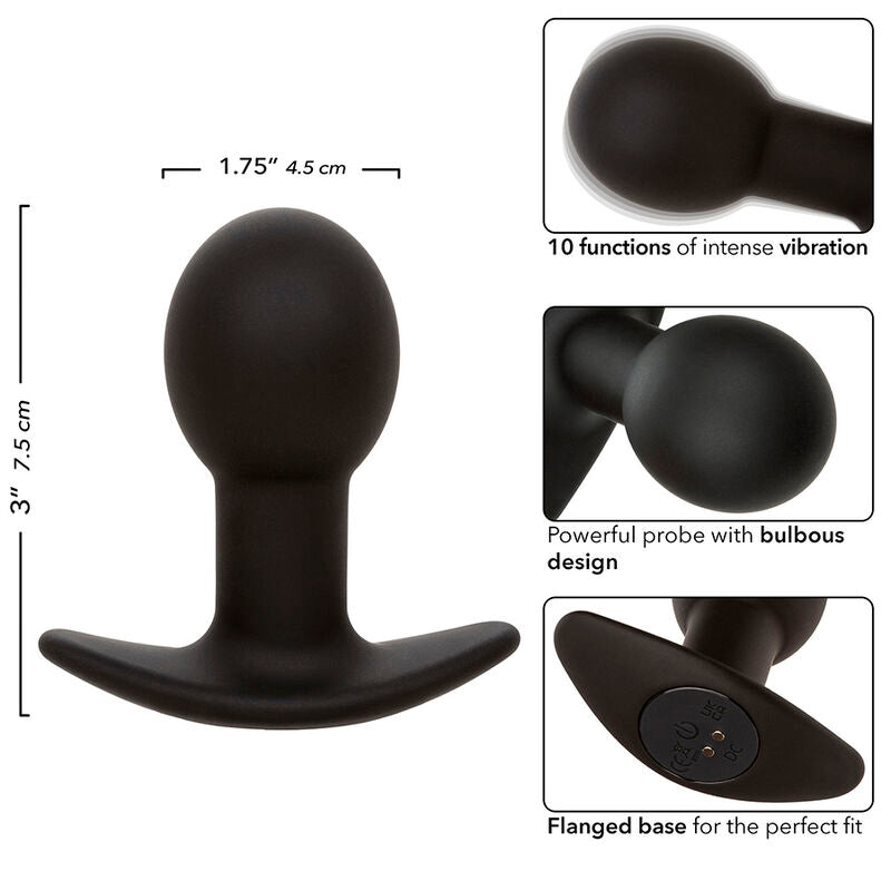CALEXOTICS - ROCK BOTTOM ANAL PLUG 10 VIBRATIONS SILICONE BLACK - Amore24