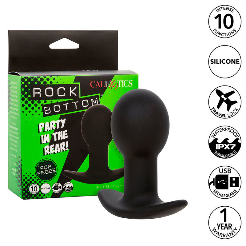 CALEXOTICS - ROCK BOTTOM ANAL PLUG 10 VIBRATIONS SILICONE BLACK - Amore24
