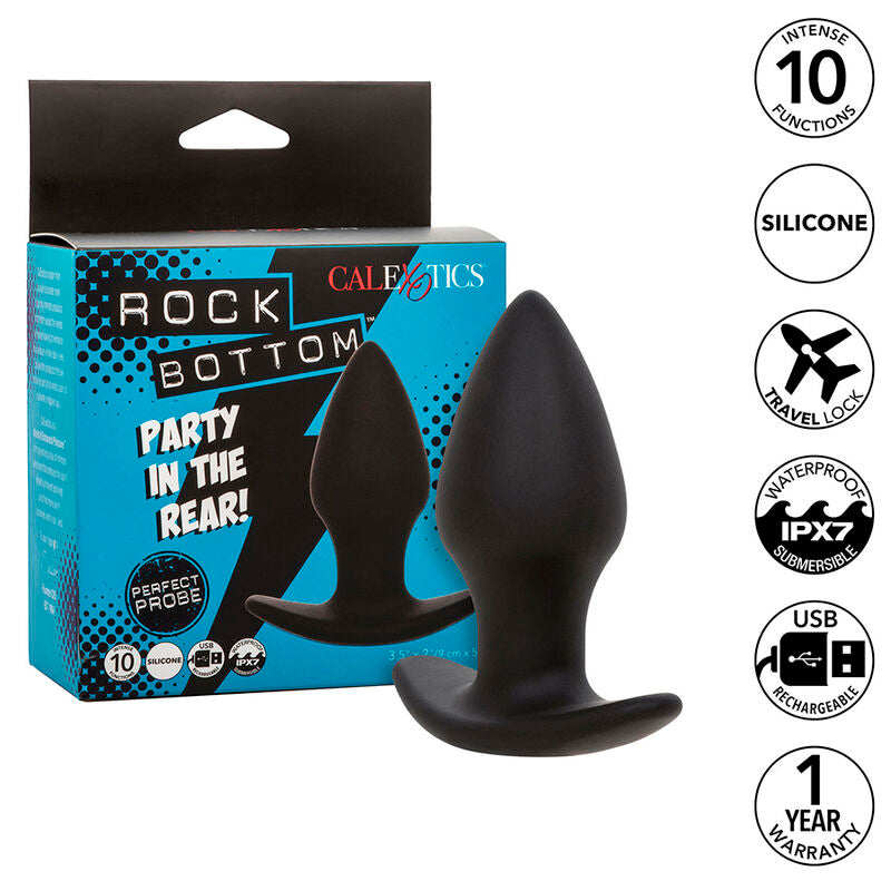 CALEXOTICS - ROCK BOTTOM PERFECT ANAL PLUG 10 VIBRATIONS SILICONE BLACK - Amore24