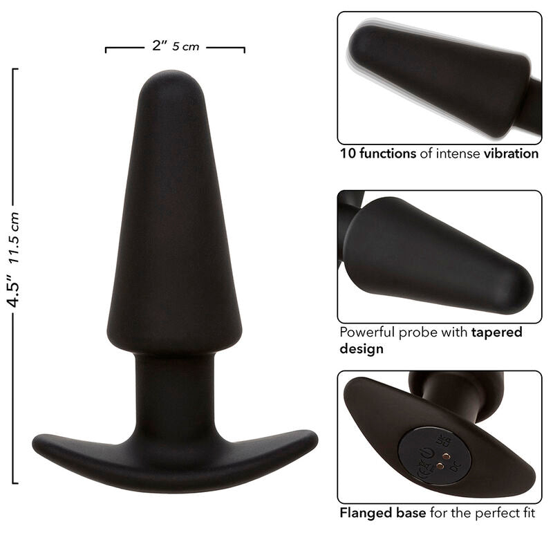 CALEXOTICS - ROCK BOTTOM TAPERED ANAL PLUG 10 VIBRACIONES SILICONE BLACK - Amore24