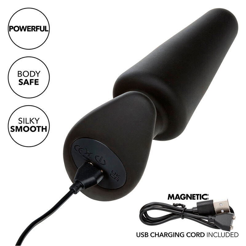 CALEXOTICS - ROCK BOTTOM TAPERED ANAL PLUG 10 VIBRACIONES SILICONE BLACK - Amore24