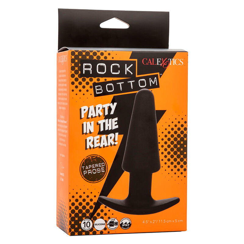 CALEXOTICS - ROCK BOTTOM TAPERED ANAL PLUG 10 VIBRACIONES SILICONE BLACK - Amore24