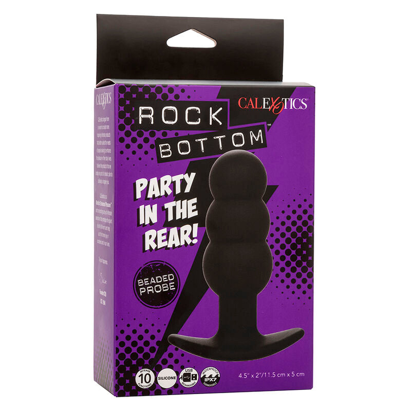 CALEXOTICS - ROCK BOTTOM BEADED ANAL PLUG 10 VIBRATIONS SILICONE BLACK - Amore24