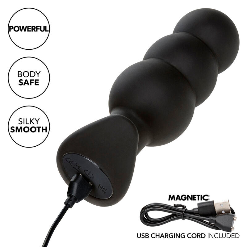 CALEXOTICS - ROCK BOTTOM BEADED ANAL PLUG 10 VIBRATIONS SILICONE BLACK - Amore24