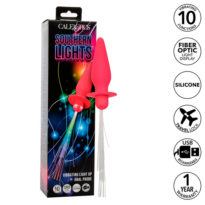 CALEXOTICS - SOUTHERN LIGHTS LIGHT UP ANAL PLUG 10 VIBRATIONS SILICONE PINK - Amore24