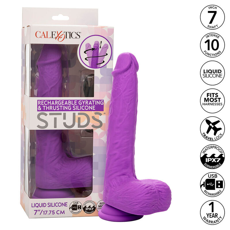 CALEXOTICS - STUDS RECHARGEABLE AND ROTATING VIBRATOR 10 VIBRATIONS PURPLE - Amore24