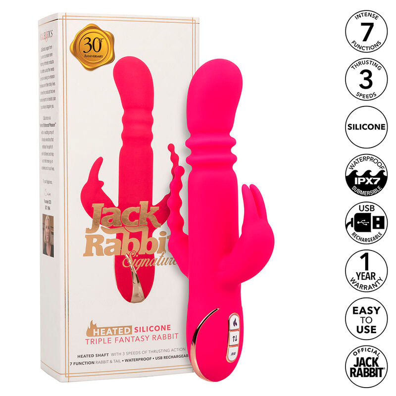 CALEXOTICS - JACK FANTASY TRIPLE HEATED VIBRATOR RABBIT PINK - Amore24