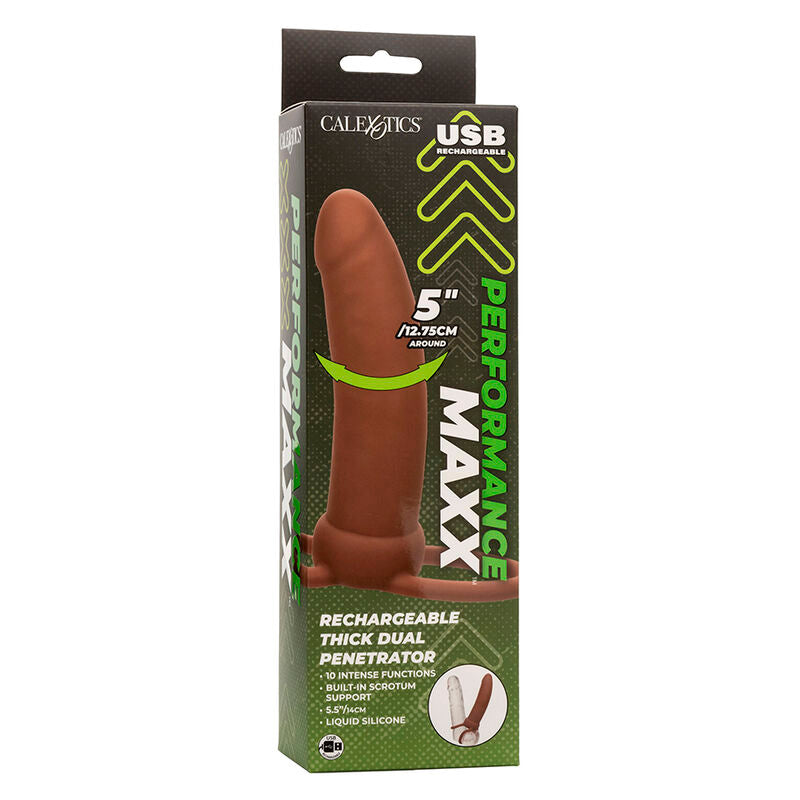 CALEXOTICS - MAXX THICK DUAL PENETRATOR 10 VIBRATIONS BROWN - Amore24