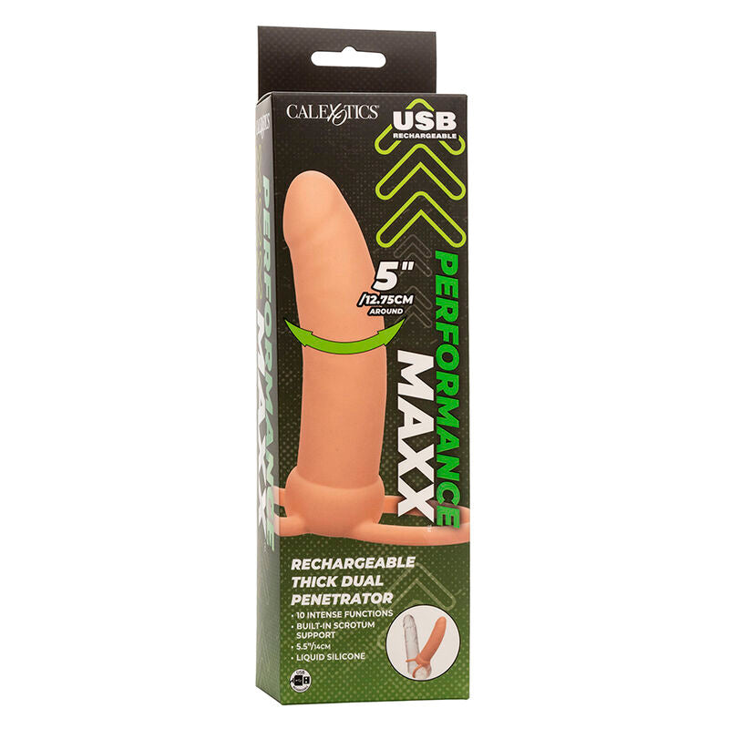 CALEXOTICS - MAXX THICK DUAL PENETRATOR 10 VIBRATIONS FLESH - Amore24