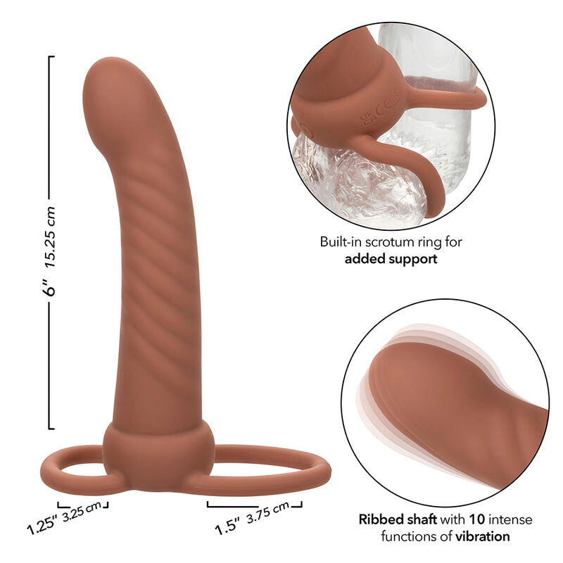 CALEXOTICS - MAXX RIBBED DUAL PENETRATOR 10 VIBRATIONS BROWN - Amore24