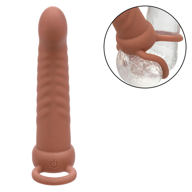 CALEXOTICS - MAXX RIBBED DUAL PENETRATOR 10 VIBRATIONS BROWN - Amore24