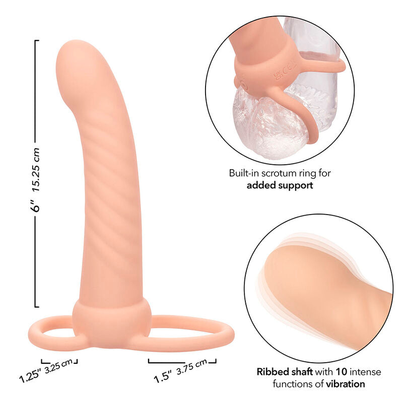 CALEXOTICS - MAXX RIBBED DUAL PENETRATOR 10 VIBRATIONS FLESH - Amore24