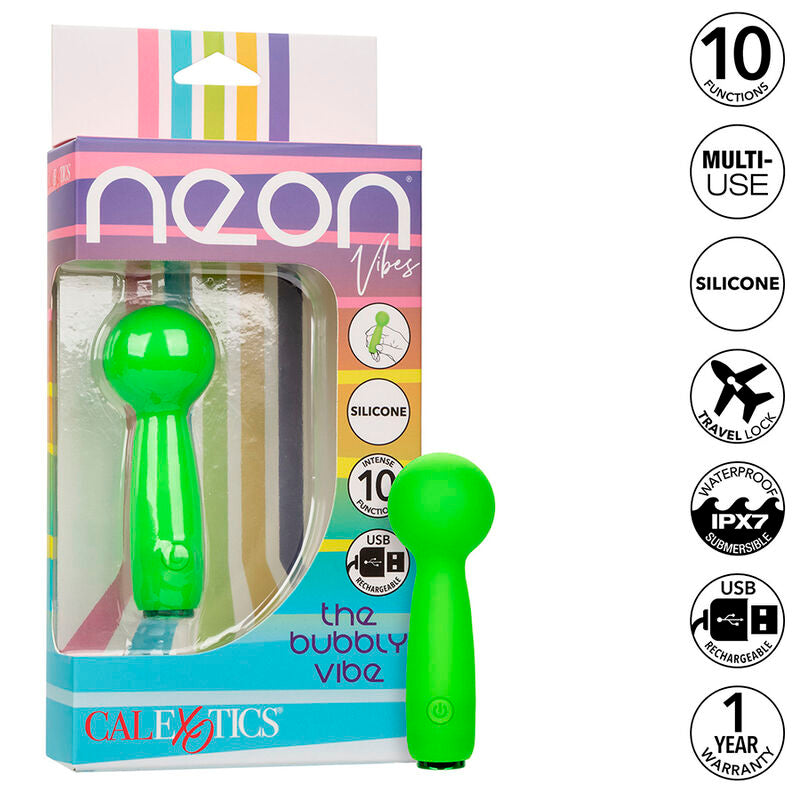 CALEXOTICS - NEON VIBES THE BUBBLY VIBE MINI MASSAGER 10 VIBRATIONS GREEN - Amore24