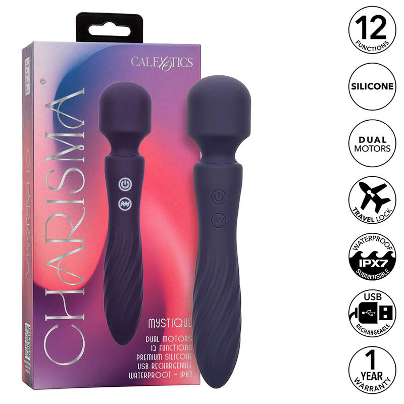 CALEXOTICS - CHARISMA MYSTIQUE MASSAGER DUAL MOTORS 12 FUNCTIONS 20,5 CM X 4.5 CM PURPLE - Amore24