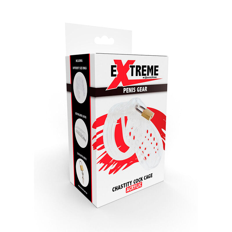 HIDDEN DESIRE - EXTREME CHASTITY COCK CAGE ACRYLIC ADJUSTABLE CLEAR - Amore24