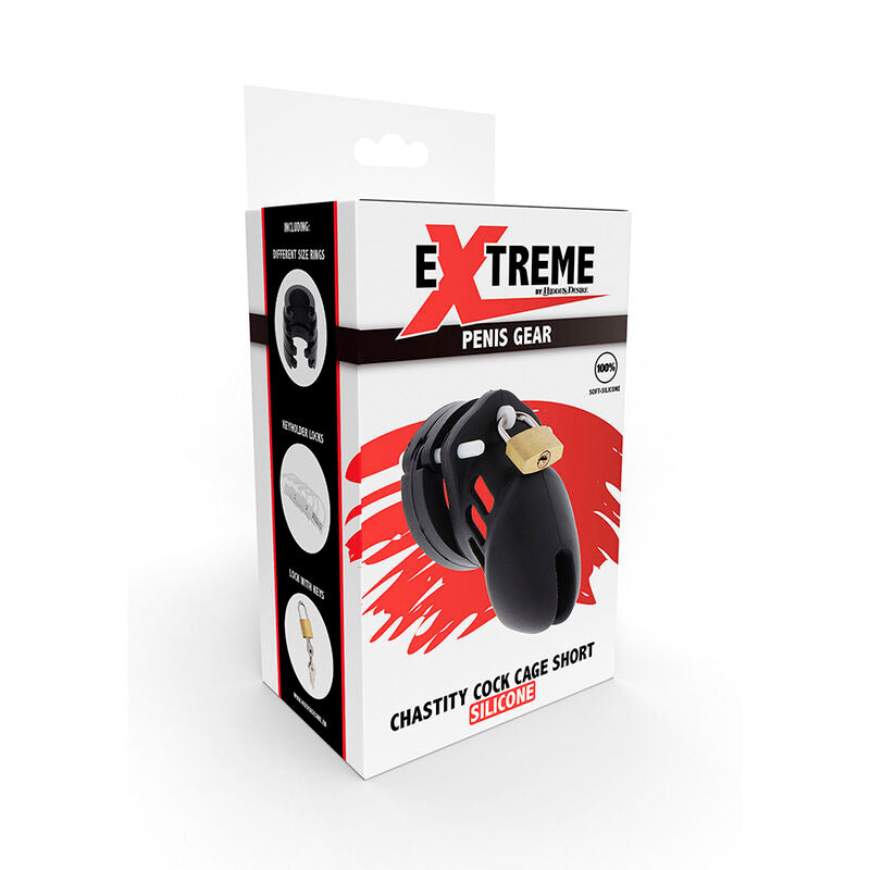 HIDDEN DESIRE - EXTREME CHASTITY COCK CAGE SILICONE SIZE S BLACK - Amore24