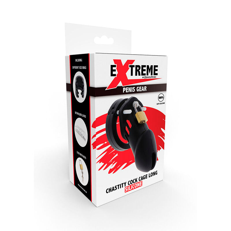 HIDDEN DESIRE - EXTREME CHASTITY COCK CAGE SILICONE SIZE L BLACK - Amore24