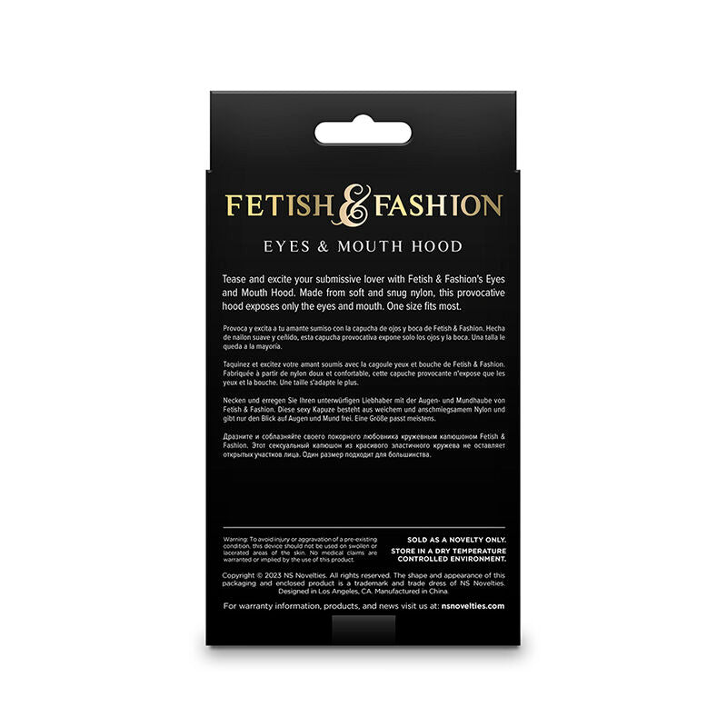 NS NOVELTIES - FETISH & FASHION EYES AND MOUTH HOOD NYLON BLACK - Amore24
