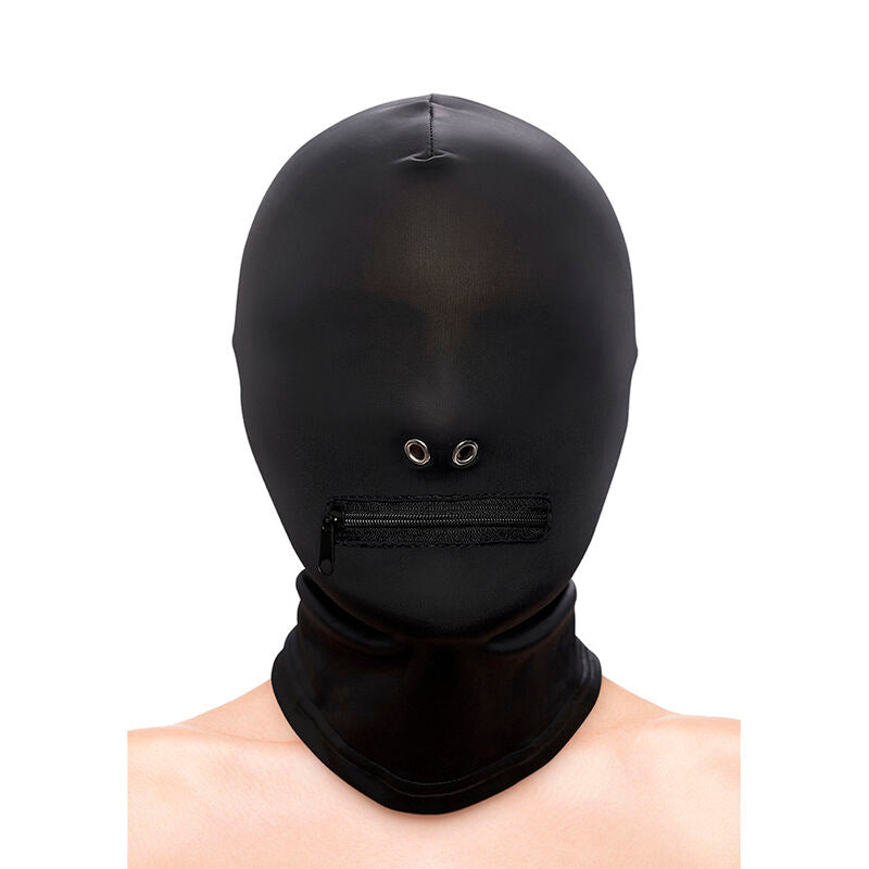 NS NOVELTIES - FETISH & FASHION CLOSED ZIPPERED MOUTH HOOD NYLON BLACK - Amore24