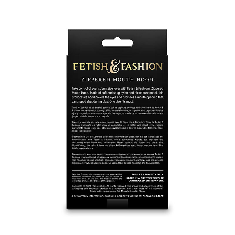 NS NOVELTIES - FETISH & FASHION CLOSED ZIPPERED MOUTH HOOD NYLON BLACK - Amore24