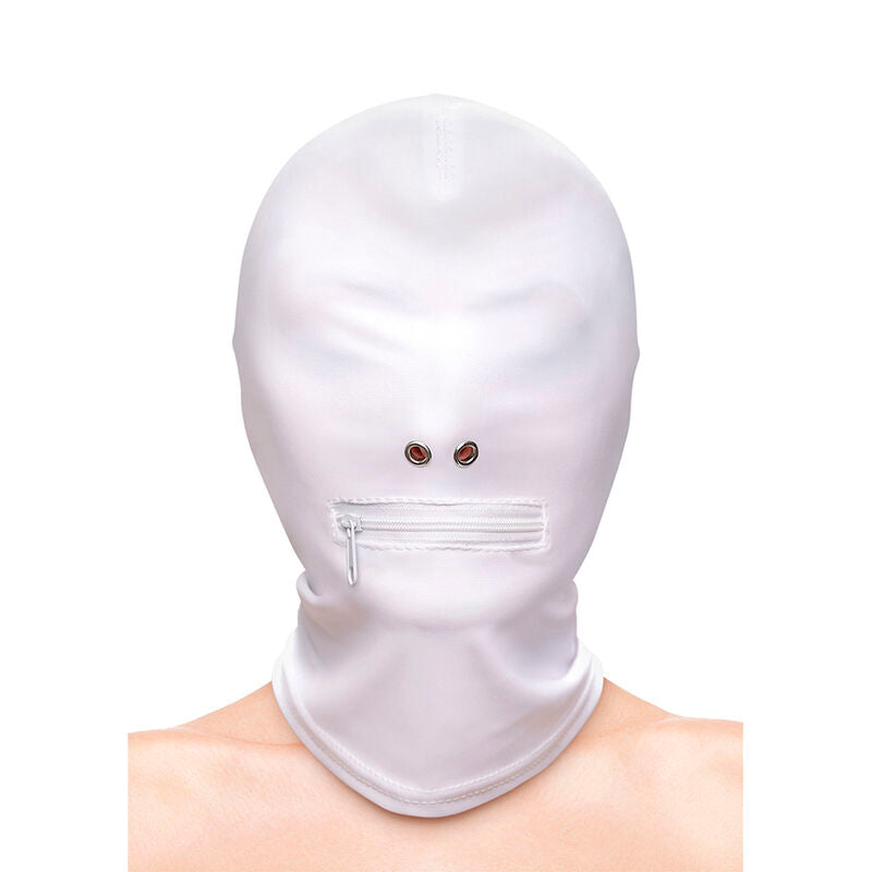 NS NOVELTIES - FETISH & FASHION CLOSED ZIPPERED MOUTH HOOD NYLON WHITE - Amore24