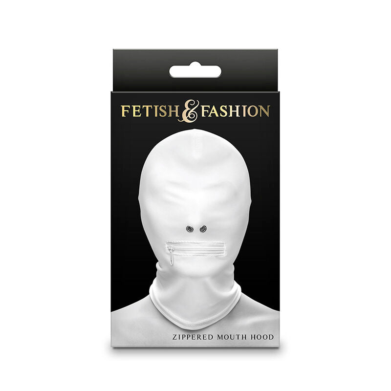 NS NOVELTIES - FETISH & FASHION CLOSED ZIPPERED MOUTH HOOD NYLON WHITE - Amore24