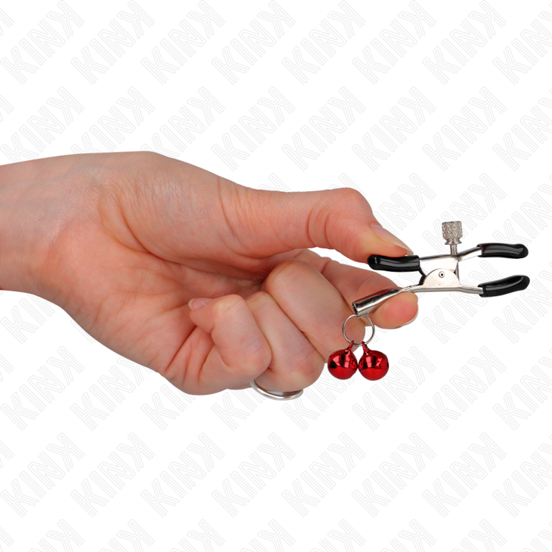 KINK - DOUBLE BELL NIPPLE CLAMP RED 6 CM - Amore24