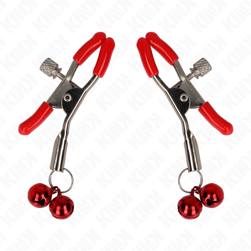 KINK - RED DOUBLE BELL NIPPLE CLAMP RED 6 CM - Amore24
