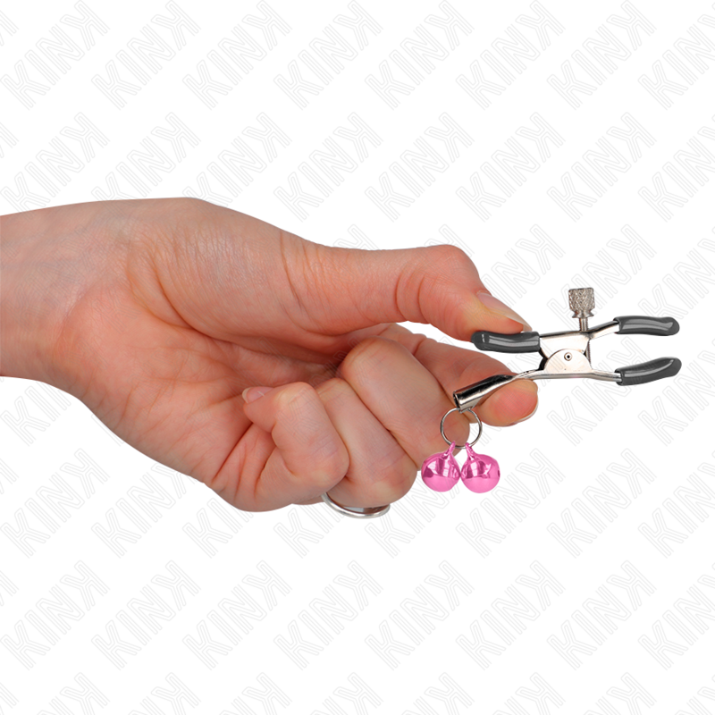 KINK - DOUBLE BELL NIPPLE CLAMP PINK 6 CM - Amore24