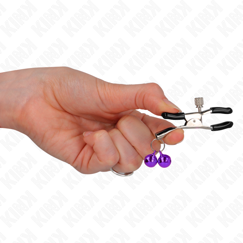 KINK - DOUBLE BELL NIPPLE CLAMP PURPLE 6 CM - Amore24