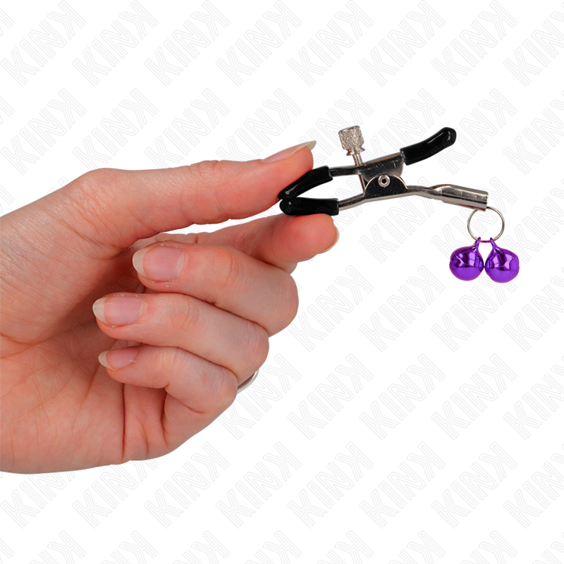 KINK - DOUBLE BELL NIPPLE CLAMP PURPLE 6 CM - Amore24