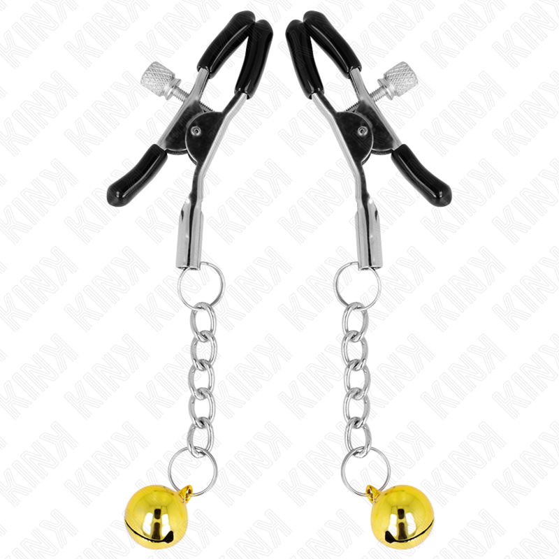 KINK - GOLD JINGLE BELL PENDANT NIPPLE CLAMPS 6 CM - Amore24