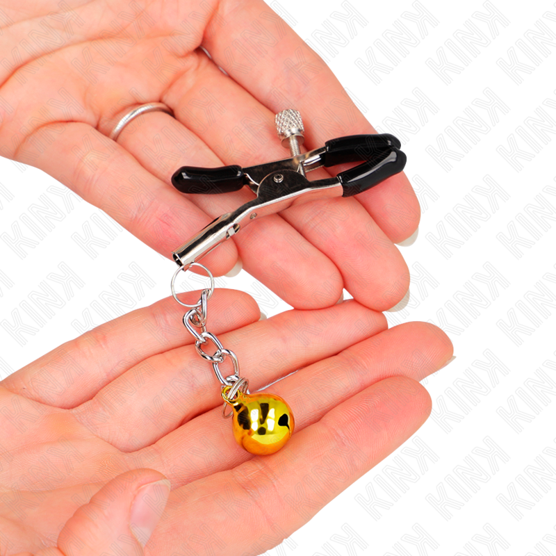 KINK - GOLD JINGLE BELL PENDANT NIPPLE CLAMPS 6 CM - Amore24