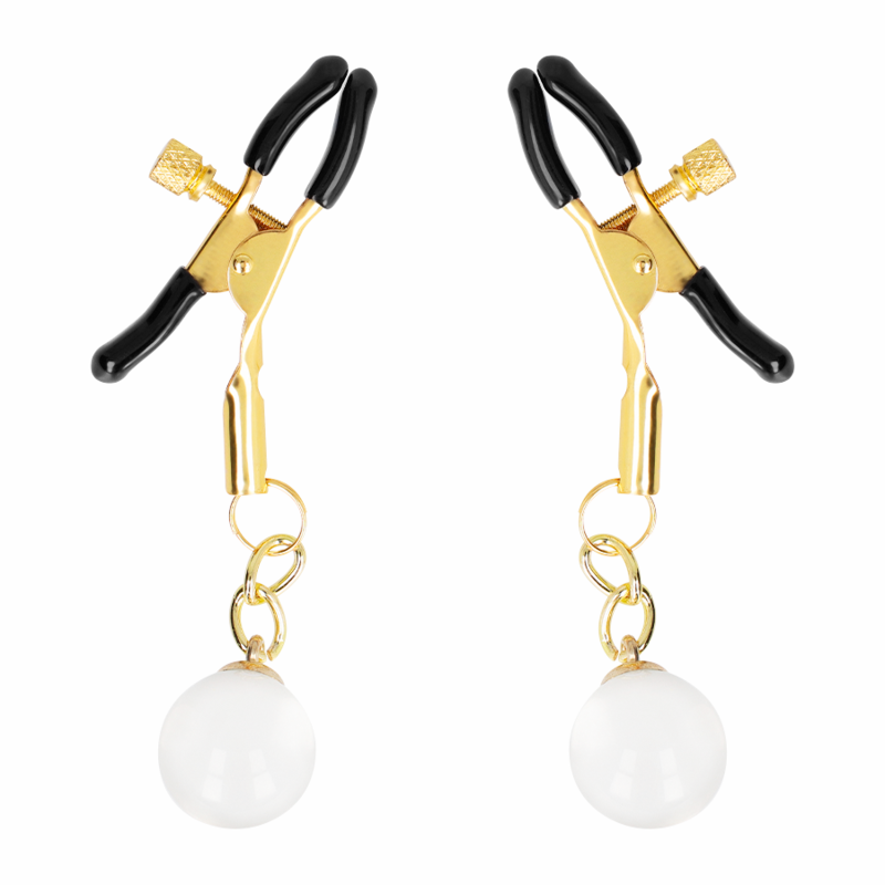 KINK - GLASS BEAD NIPPLE CLAMPS GOLD 6 CM - Amore24
