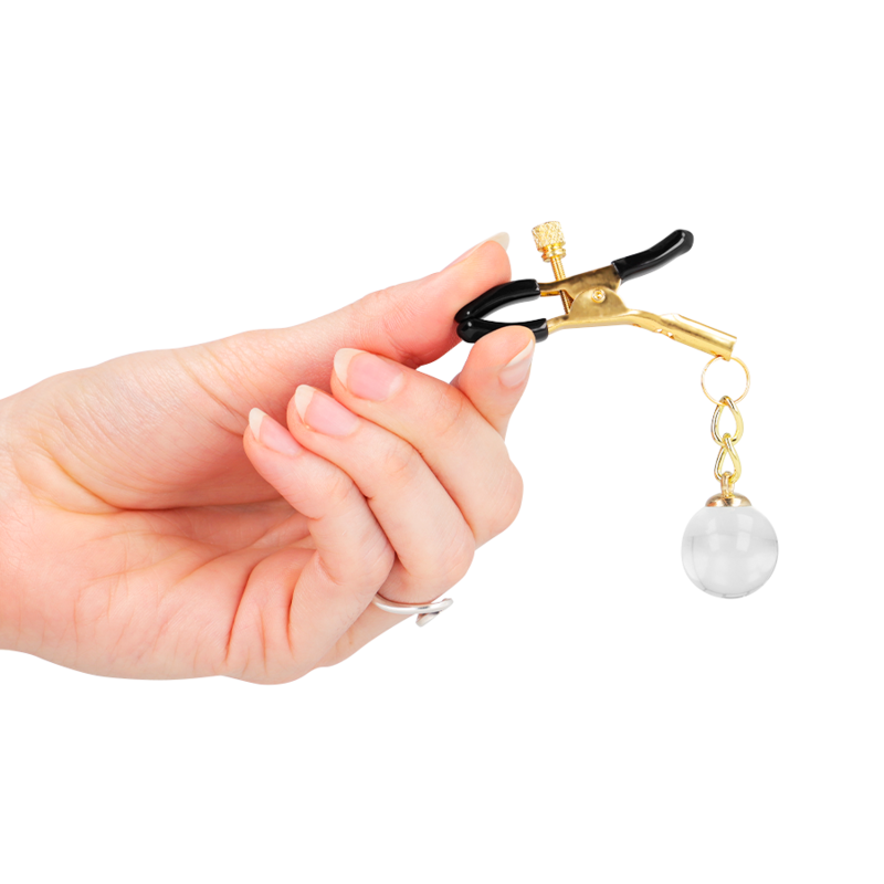 KINK - GLASS BEAD NIPPLE CLAMPS GOLD 6 CM - Amore24